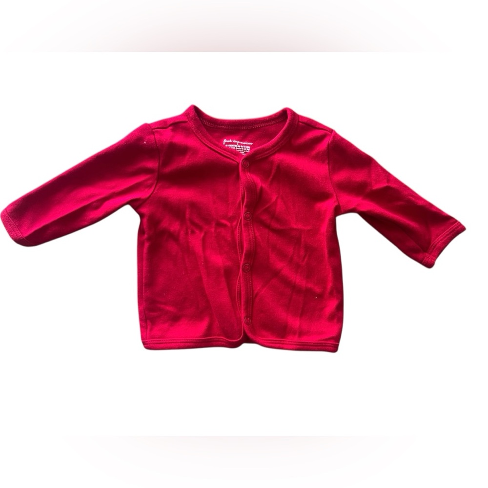 First Impressions Red Snap Cardigan | 0-3M